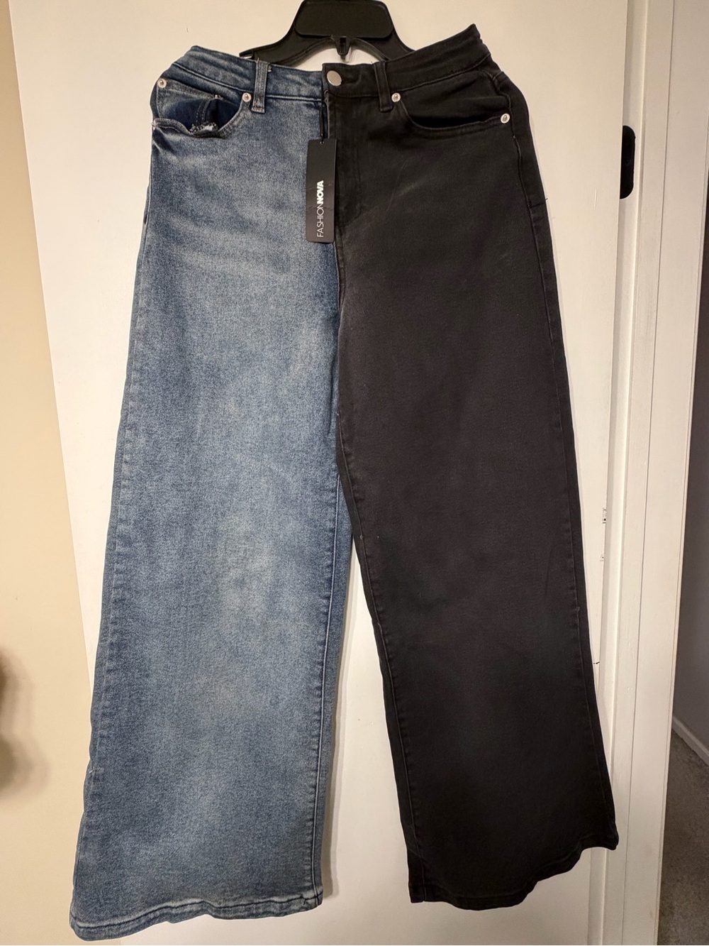 Black and Blue Contrast Jeans
